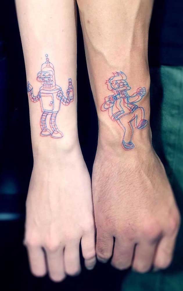 O que acha de fazer uma tatuagem em 3D com personagens de desenho animado?