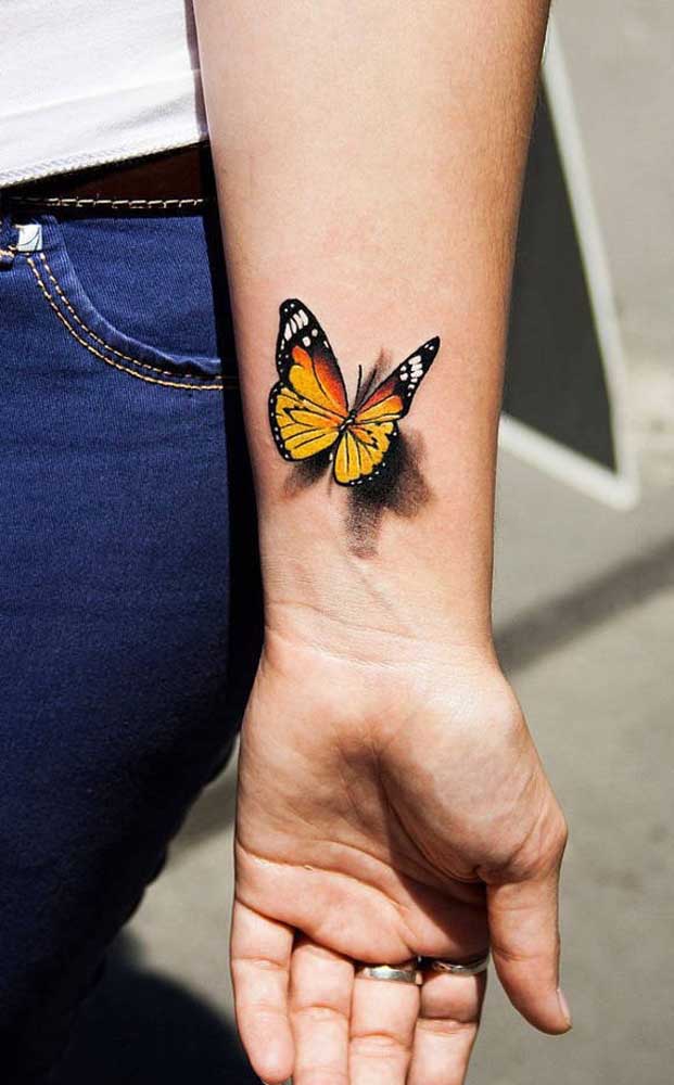 A borboleta é a imagem da transformação, da mutação e da liberdade. Perfeito para eternizar em uma tatuagem 3D.