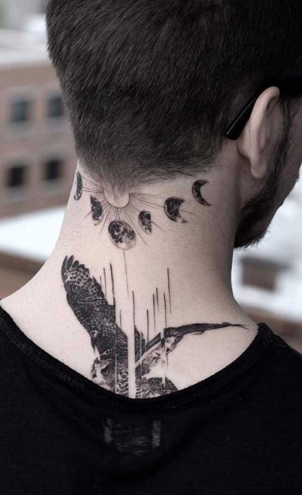 Uma opção mais discreta é fazer uma tatuagem na parte de trás do pescoço.