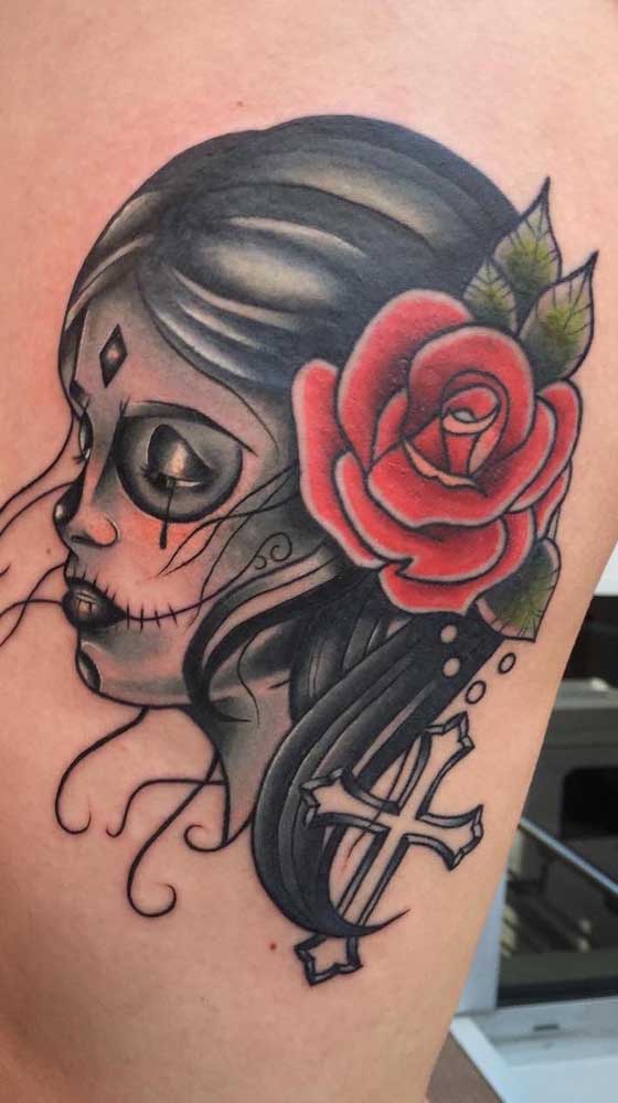 A tatuagem catrina mexicana pode ser feita em diferentes estilos.