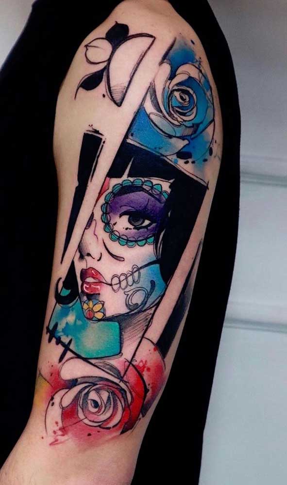 Que tal fazer uma tatuagem catrina mais moderna?