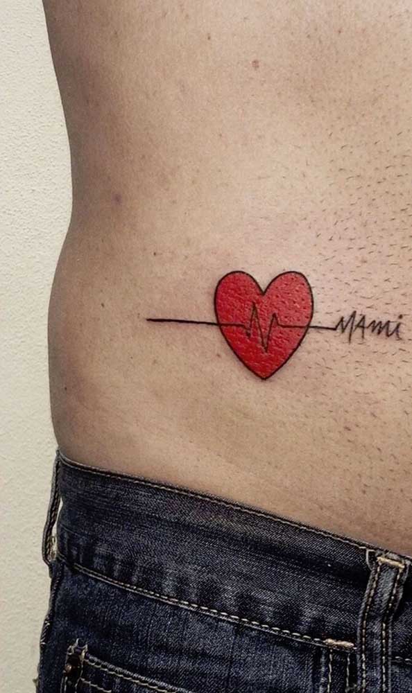 Que linda essa tatuagem de batimento cardíaco com coração.