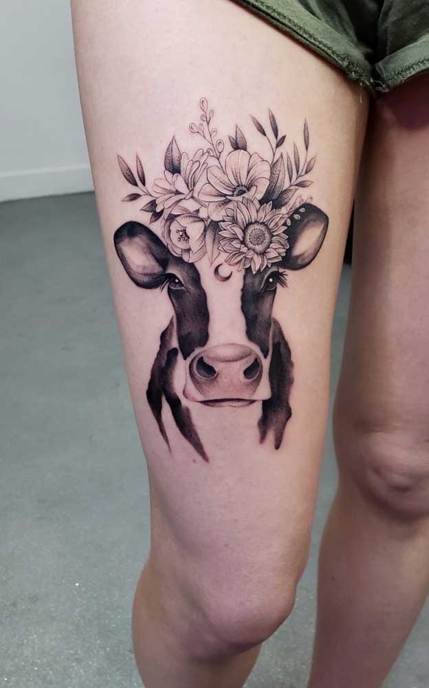 Pode uma vaca florida como desenho de tattoo? Simmm!