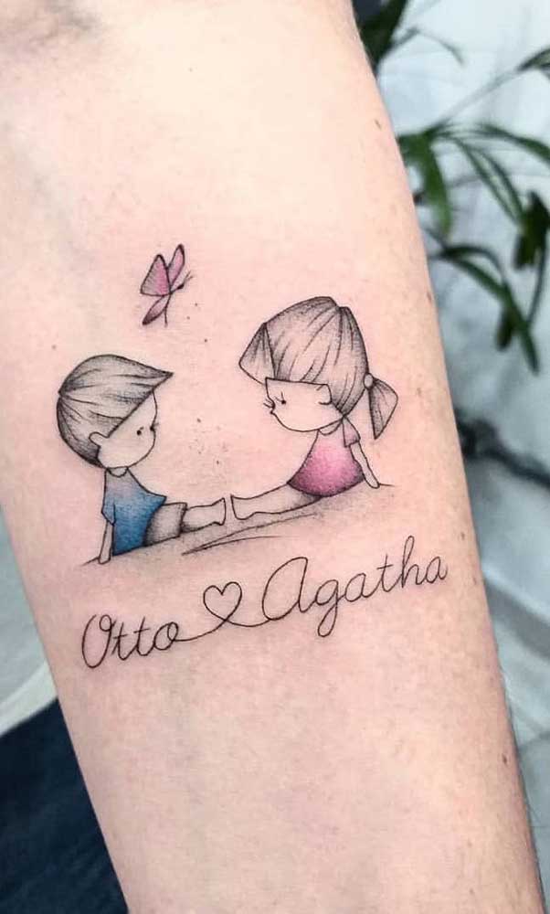 Uma tatuagem para casal de filhos pra lá de delicada!