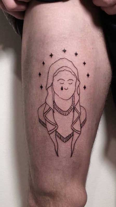 Tatuagem minimalista de Madre Teresa de Calcutá