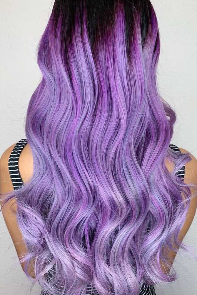 Cabelo roxo claro para quem não tem receio de ousar