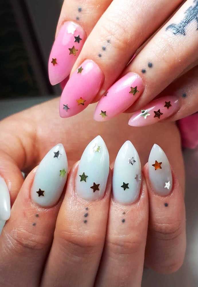 Estrelinhas coloridas e brilhantes ao invés de glitter