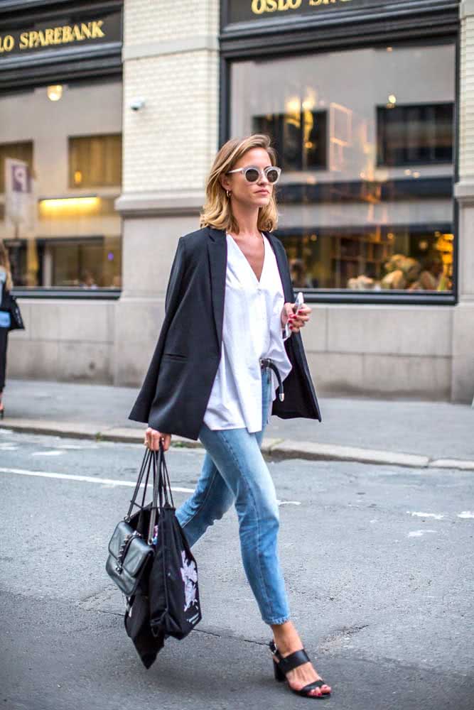 O blazer deixa tudo mais sofisticado, até o jeans