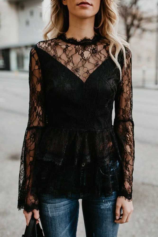 blusas romanticas com renda