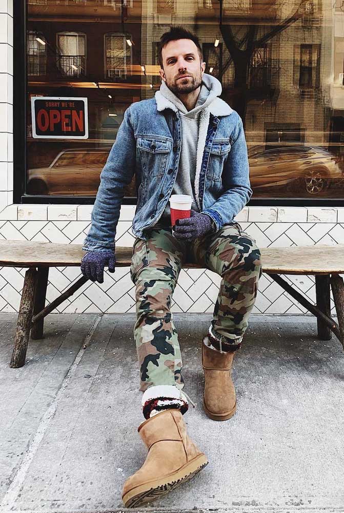 Calça camuflada com best sale bota