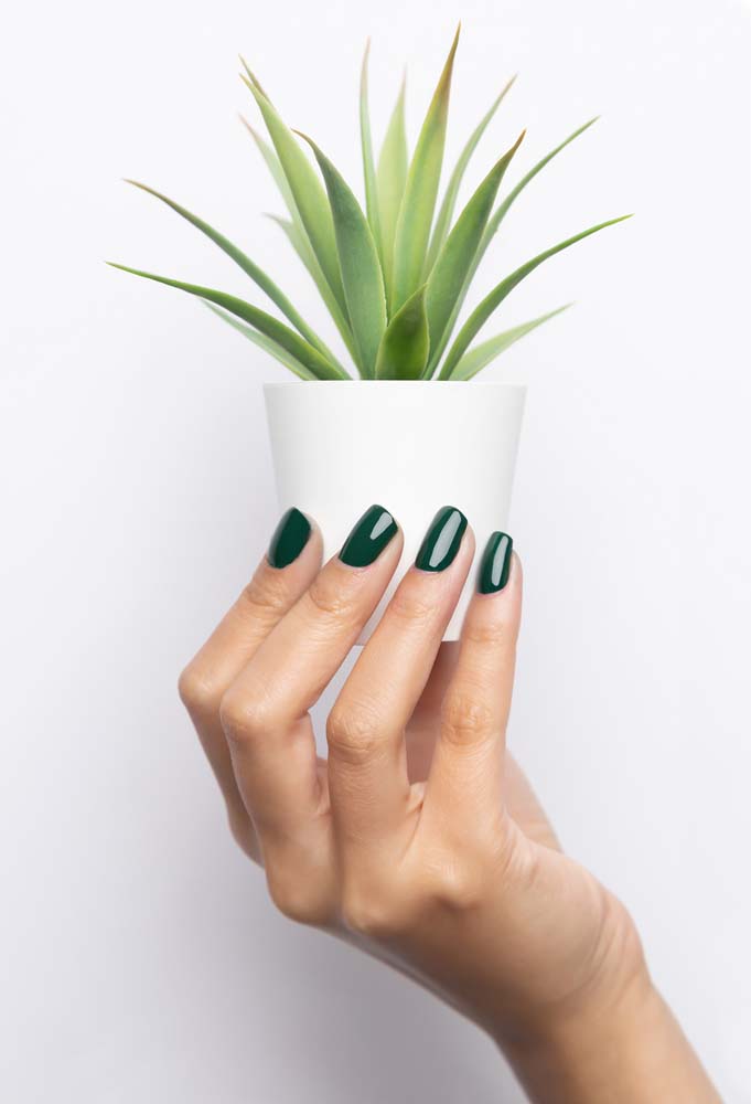 Unhas redondas em gel com esmaltação simples tradicional, sem deixar de ser elegante e moderna