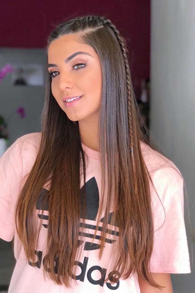 Trancinhas para deixar o cabelo longo liso mais charmoso e descontraído